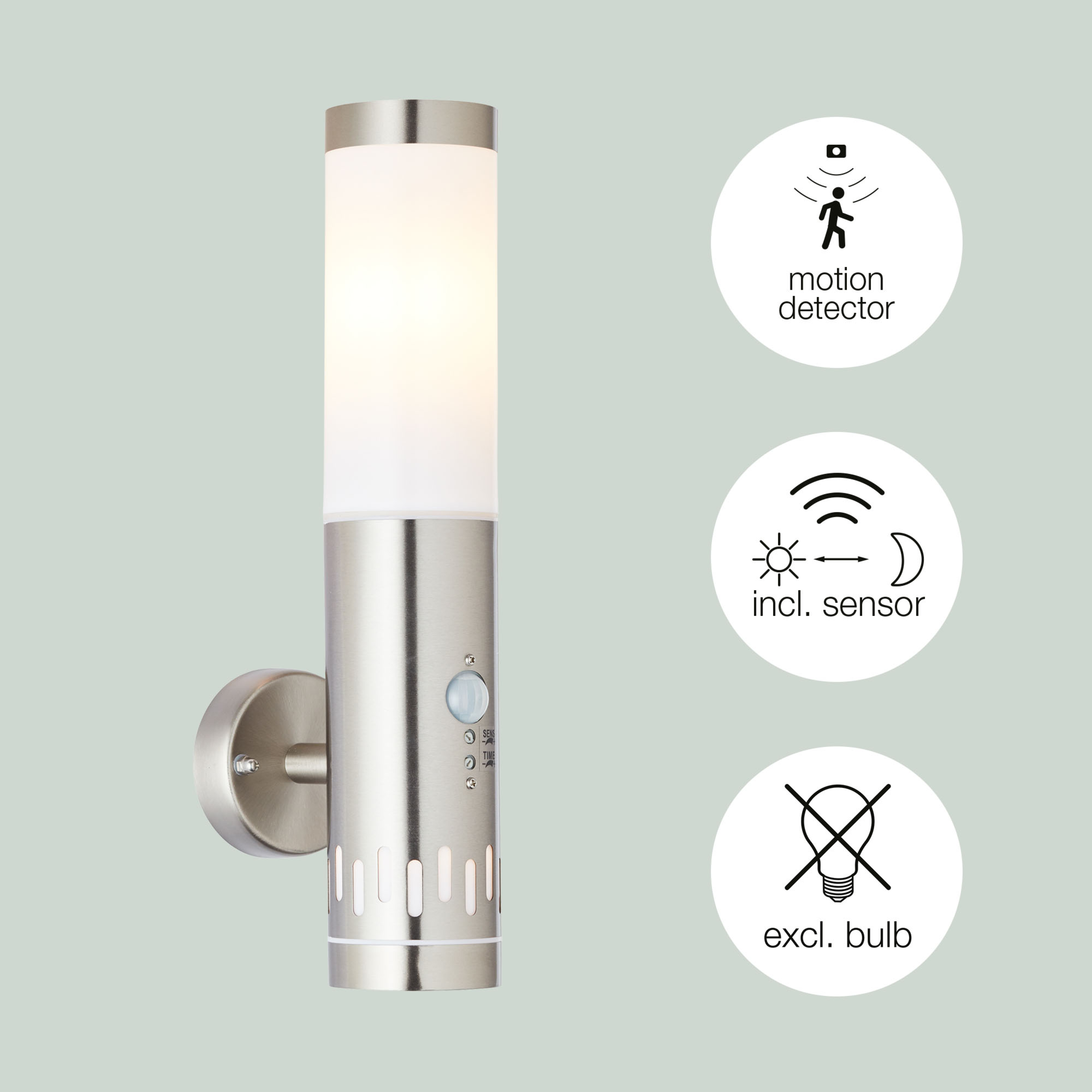 Edelstahl Wandlampe mit Bewegungsmelder den für · & GmbH Leuchten Licht Lightbox Außenbereich