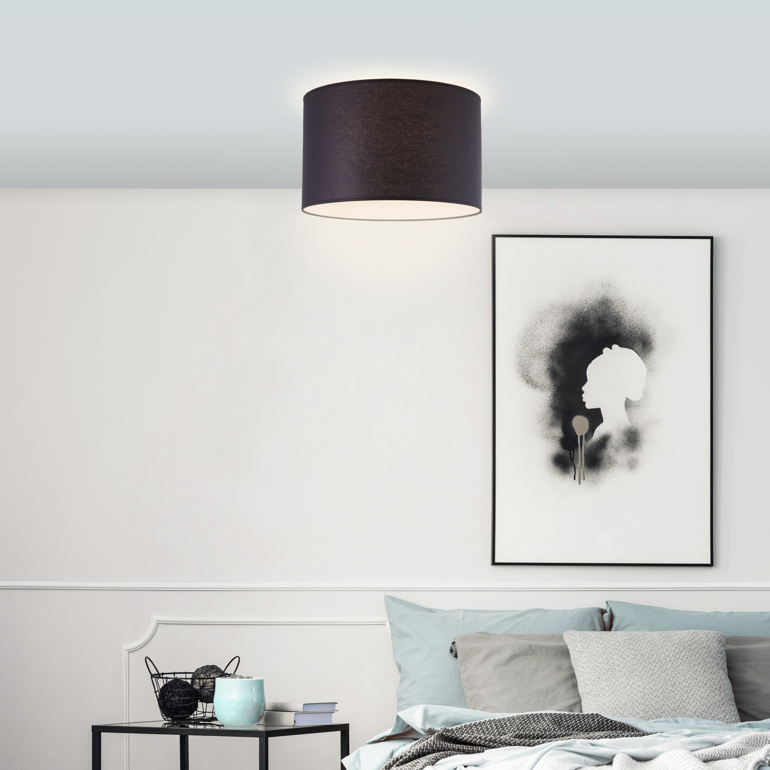 Deckenlampe mit Stoffschirm schwarz · Lightbox Leuchten & Licht GmbH