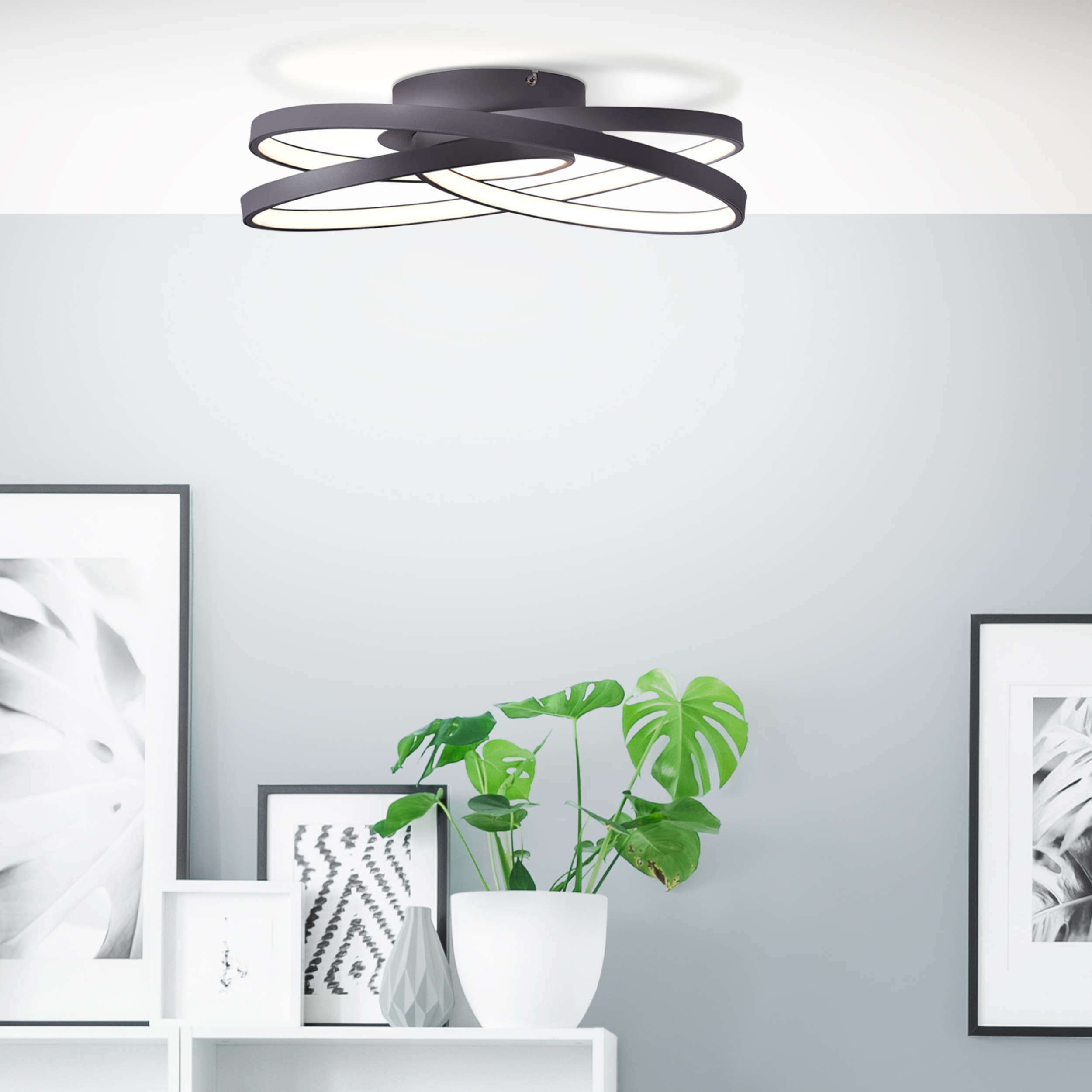 dekorative LED Deckenlampe mit warmweißem LED-Profilband