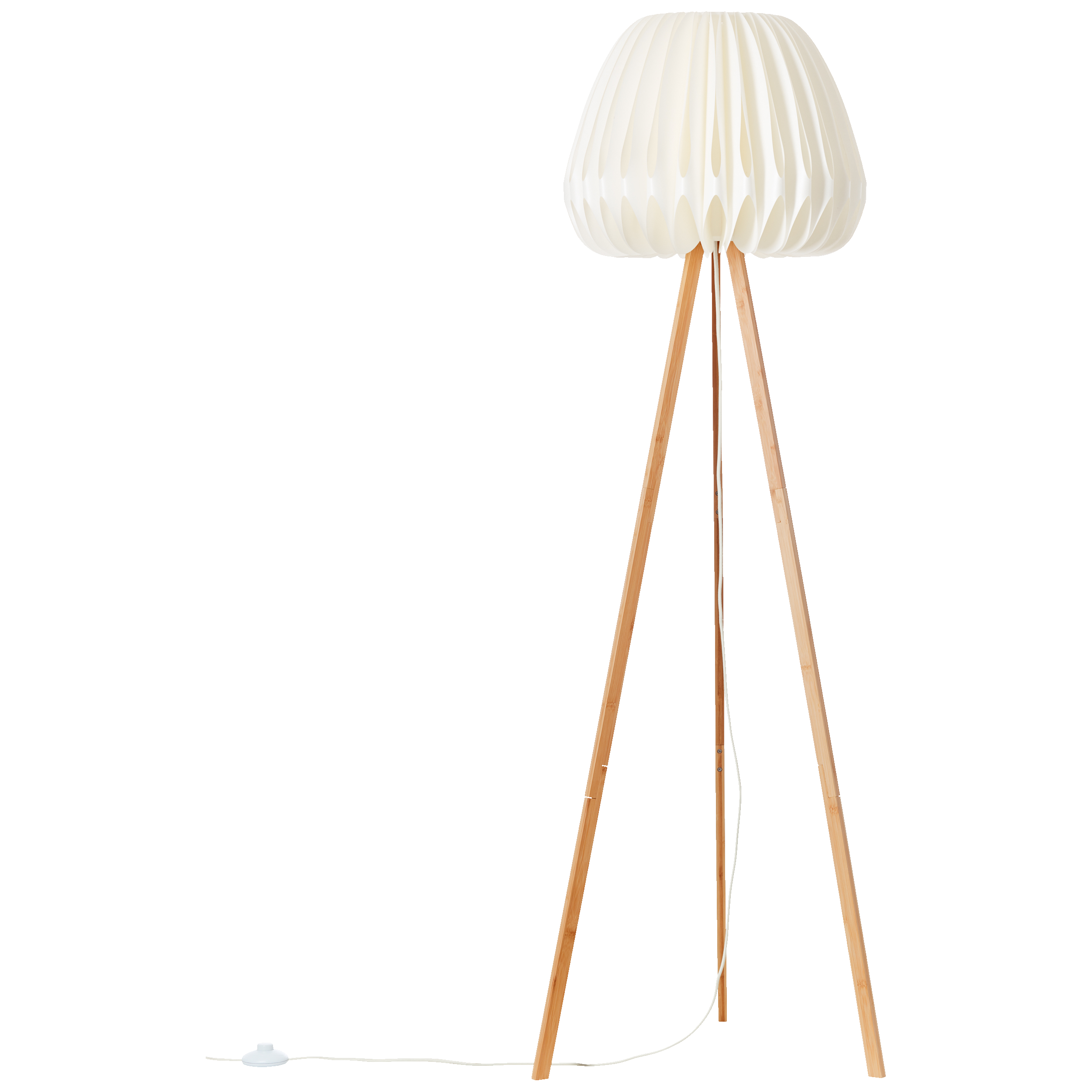 Dreibeinige Stehlampe in Lightbox Licht · Leuchten & weiß Bambus GmbH