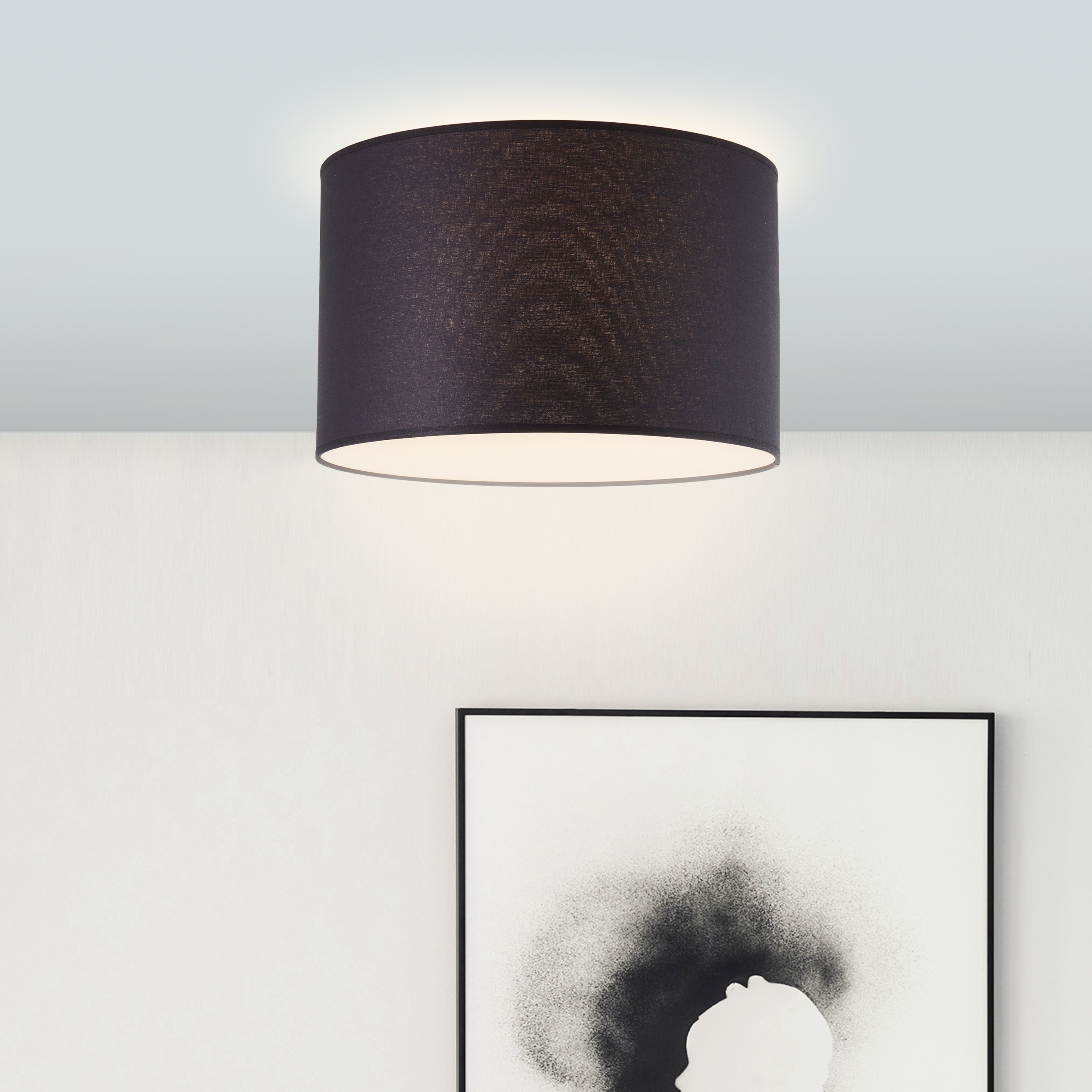 Deckenlampe mit Stoffschirm schwarz · Lightbox Leuchten & Licht GmbH